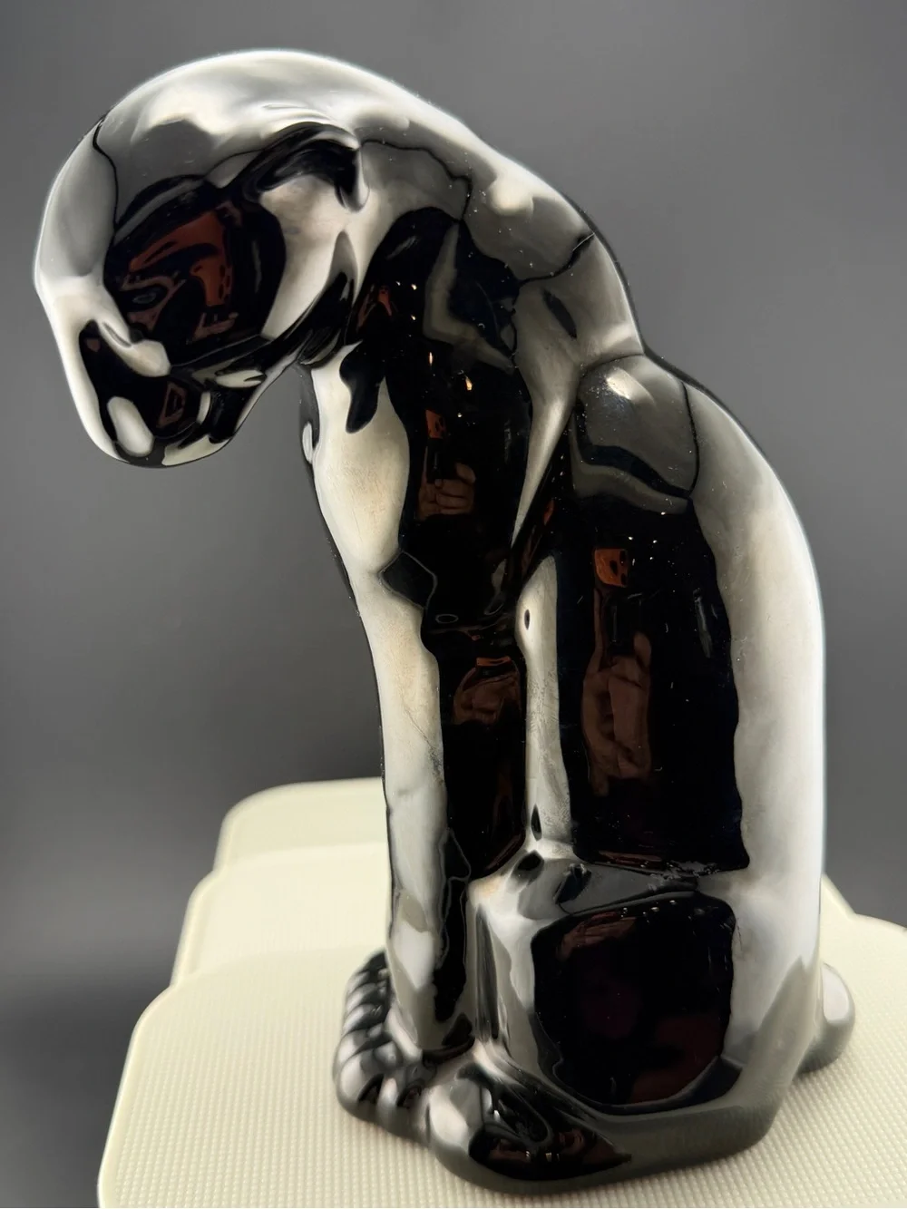 Vintage Frankoma Pottery Onyx Black Panther Figuring 114 Ada Clay 7”